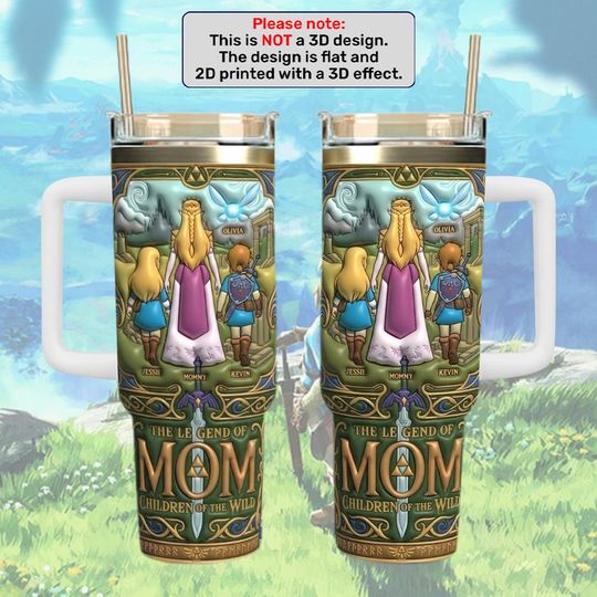 Legend of Zelda Mom Tumbler with Kids, Gamer Mom Cup, Fantasy Game Family Tumbler, Personalized Mom Gift, Gamer Mom Tumbler