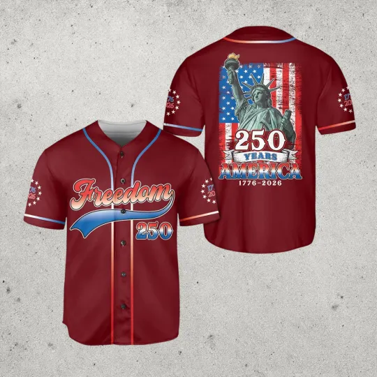 Discover America 250 Years Baseball Jersey 1776 2026 Freedom 250 Patriotic Jersey America