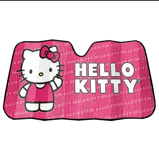 Hello Kitty Wavin' Hi Car Sunshade Pink