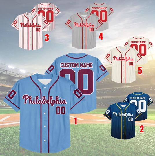 Custom Name & Number Philadelphia Baseball Team Jersey, Jersey For Fan, Baseball Lovers 8425MD36