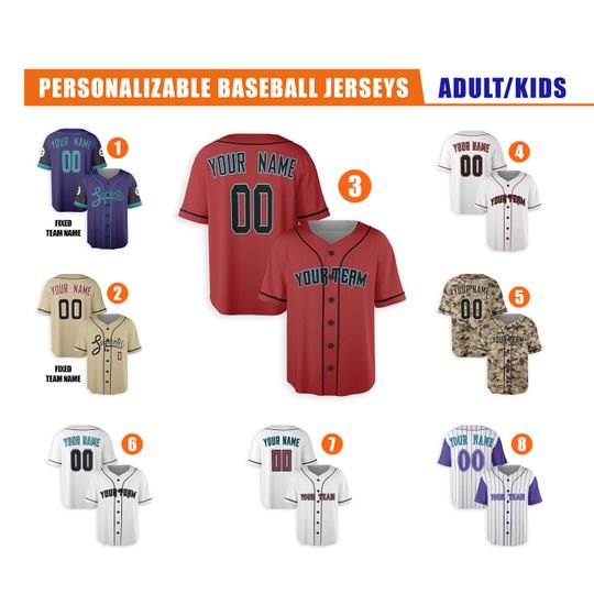 Personalized Diamondbacks Jersey - Piping Options - Infant, Toddler, Youth, Adult