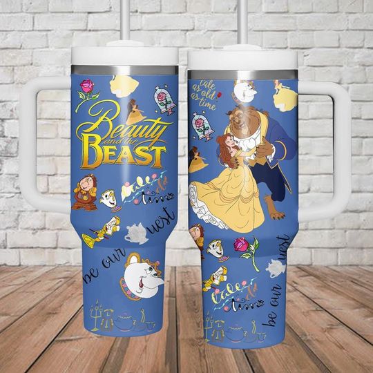 Beauty And The Beast Tumbler 40oz, Disney Belle Princess Tumbler Cup, Tale As Old As Time Insulated Tumbler, Princess Disney Tumbler