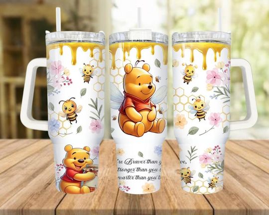 Discover Winnie the Pooh Honey Bear Bee 40oz Tumbler Cup, Pooh Bear Cartoon Travel Mug