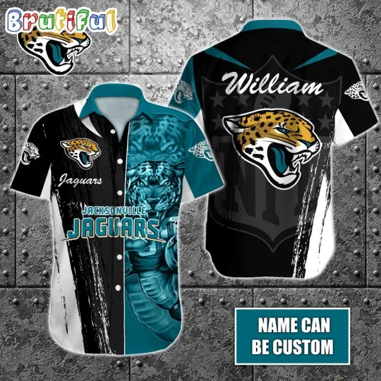 Discover Personalize Jacksonville Jaguars Special Half Tone Mascot Hawaiian Shirt