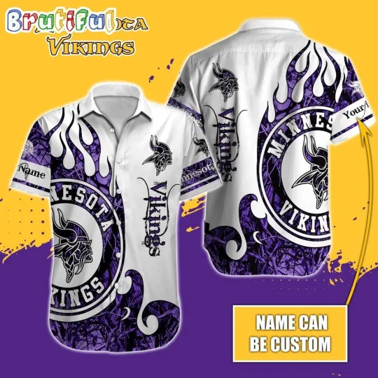 Discover Personalize Minnesota Vikings Special Realtree Hunting Design Hawaiian Shirt