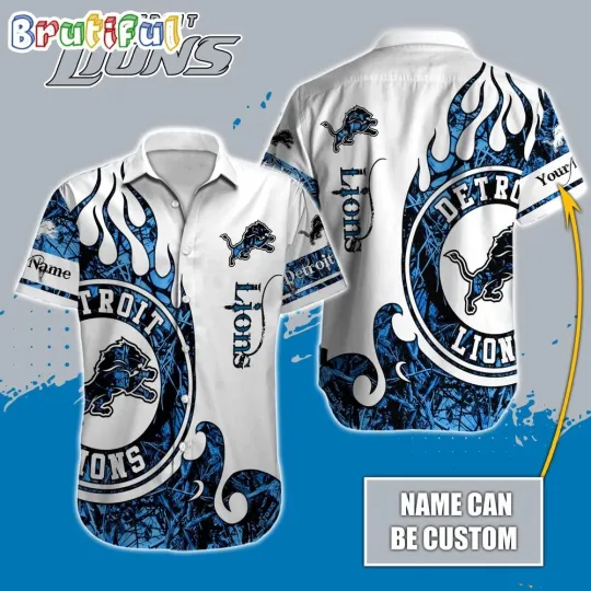 Discover Personalize Detroit Lions Special Realtree Hunting Design Hawaiian Shirt