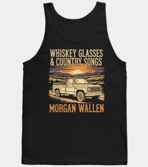 Whiskey Glasses & Country Songs - Wallen Western Fan, Lover Gift Idea Tank Top