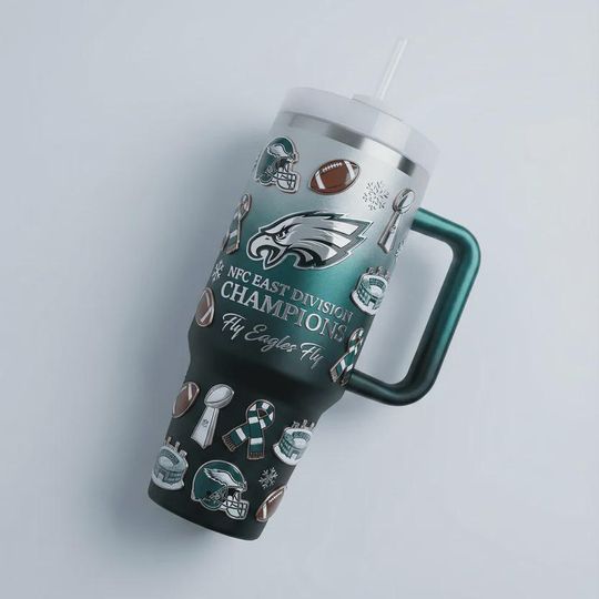 Discover Green Football Champion 40oz Tumbler with Handle, Sports Fan Insulated Mug