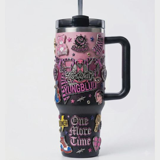 Discover Pop Punk Anarchist 40oz Tumbler with Handle, Emo Pink Black Travel Mug
