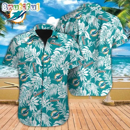 Miami Dolphins Tropical Leafs Design Aloha Hawaiian Shirt For football Fans