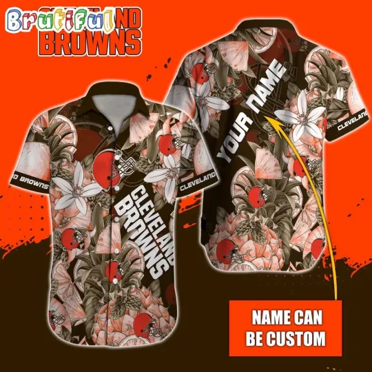 Discover Personalize Cleveland Browns Special Tropical Fruit Aloha Hawaiian Shirt