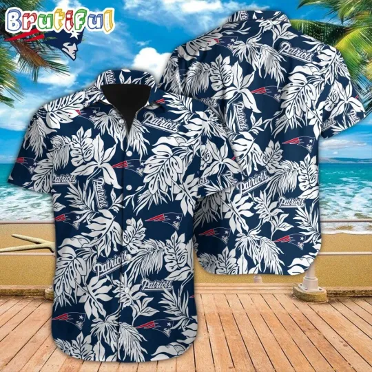 Discover New England Patriots Tropical Leafs Design Aloha Hawaiian Shirt For football Fans