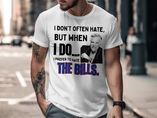 Discover Funny Anti-Bills Football Rivalry T-Shirt: Unisex Statement Tee, Game Day Shirt, Sport Lover Gift