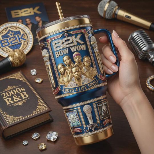 Discover B2K and Bow Wow 40oz Tumbler with Handle Boys 4 Life Tour Custom 2000s R&B Music Insulated Travel Mug Millennium Fan Gift Hip Hop Band Cup