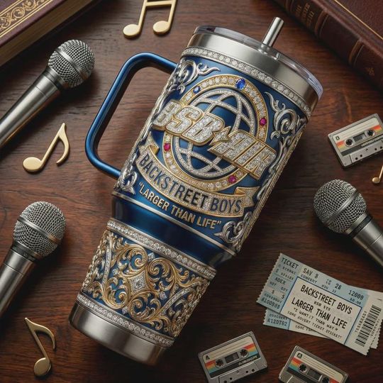 Discover Backstreet Boys 40oz Tumbler with Handle BSB Larger Than Life Custom Music Band Insulated Mug Gift for BSB Fans Millennium Tour Travel Cup