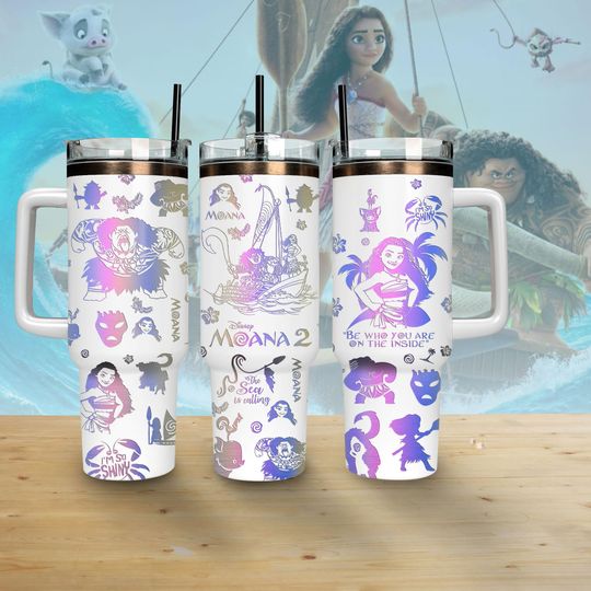 Discover Moana Disney Princess 40oz Rainbow Engraved Tumbler, Moana Movie Tumbler, Maui Moana Disneyworld Tumbler, Gift For Disney Fan