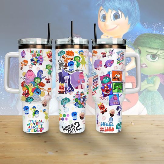 Discover Inside Out 2 40oz Tumbler, Disney Pixar Emotion Tumbler, It's Okay To Feel All the Feels Drinkware, Gift for Fans