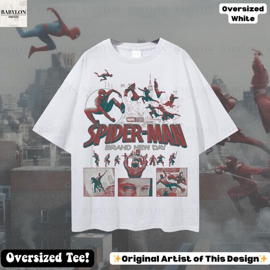 Discover Oversized Spider-Man Brand New Day T-Shirt: Marvel Spiderman T-shirt, Tom Holland Spidey tee