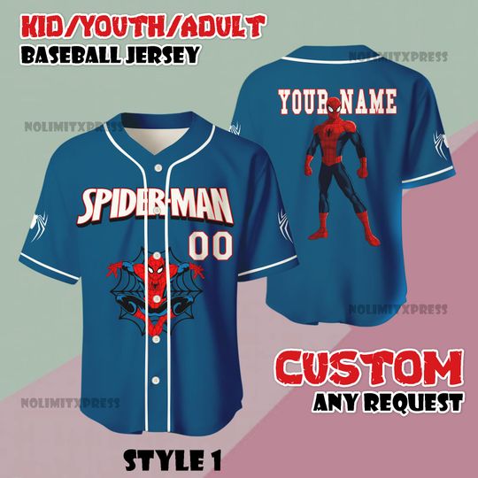 Discover Personalize Disney Amazing Spider Man Baseball Jersey, Custom Kids Youth Adult Disney Baseball Jersey, Marvel Fan Gift
