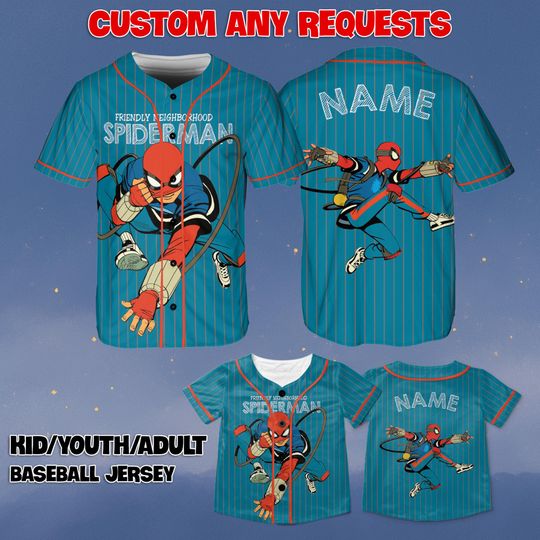 Discover Custom Spider-Man Neighborhood Baseball Jersey, Marvel Superhero Team Shirt, Spidey Legend Jersey, Unique Marvel Fan Birthday Shirt