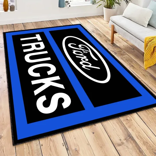 Discover Ford Trucks Rug, Pickup Truck Mat, Garage Decor, Man Cave Carpet