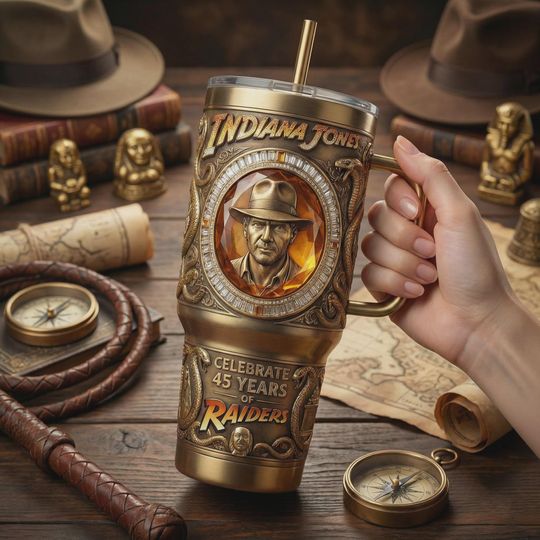 Discover Indiana Jones Raiders Lost Ark 40oz Tumbler Archeology Adventure Insulated Travel Mug