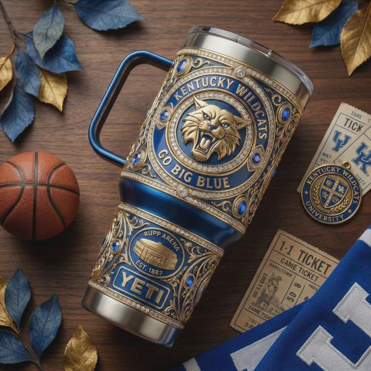 Discover Kentucky Wildcatss Go Big Blue 40oz Tumbler Rupp Arena Insulated Travel Mug