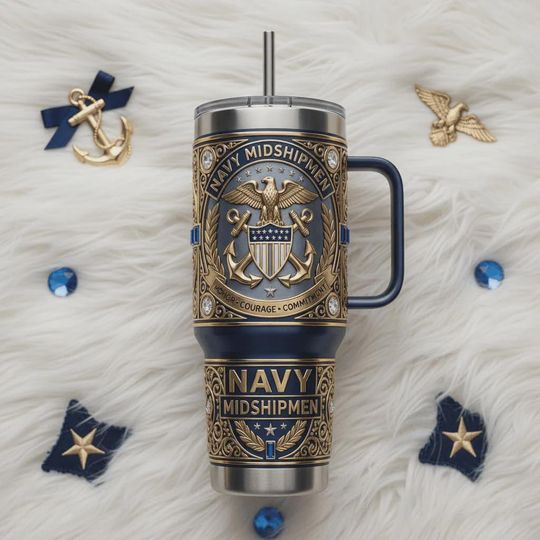 Discover Navy Midshipmen USNA 40oz Tumbler Honor Courage Commitment Insulated Travel Mug