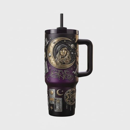 Discover Gothic Nightmare 40oz Tumbler with Handle Spiral Hill Insulated Travel Mug