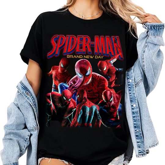 Discover Retro 90's Spider-Man Brand New Day T-Shirt: Spiderman Marvel T-shirt, Tom Holland Spidey Tee