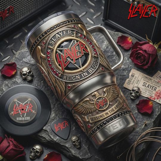 Discover Slayer Metal Band 40oz Tumbler Reign In Blood Eagle Insulated Cup Fan Gift