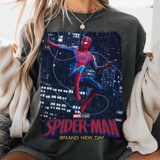 Discover Brand New Day Spider Man Comfort Color Shirt, Tom Holland Spidey Tee, Disneyland Trip Shirt 2026