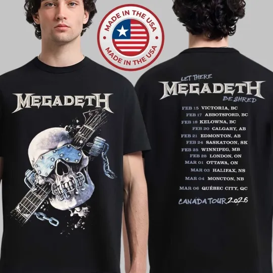 Megadeth Canada 2026 Tour Merch Unisex Double Sided T-Shirt