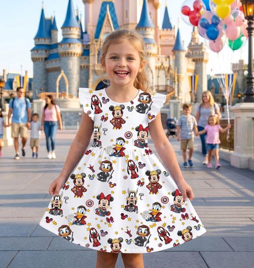 Discover Marvel Day At Sea Disney Cruise Squad Ruffle Dress, Mickey and Friends Cruise Sleeve Dress, Disney Cruise Trip Shirt, Magic Kingdom Gifts