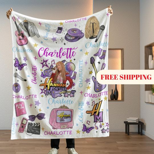 Discover Personalized Hannah Montana Blanket, Minky Flannel Throw, Custom Name Gift