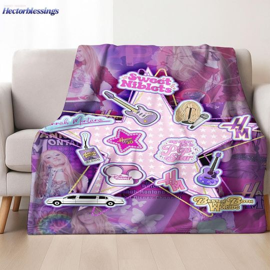 Discover Hannah Montana 20Th Anniversary Blanket, Disneyland Hannah Montana Blanket, Disneyland Channel Pop Star Blanket, Disneyland Family Trip