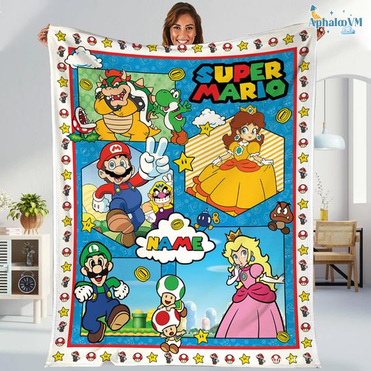 Discover Personalization Super Mario Bros Blanket, Mario Bros, Game Blanket Blanket, Blanket Couch Sofa