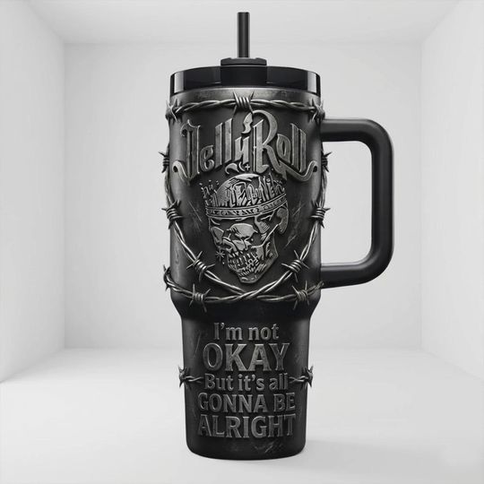 Discover Dark Country Rap Skull Barbed Wire Travel Mug Gothic Music Quote 40oz Mug