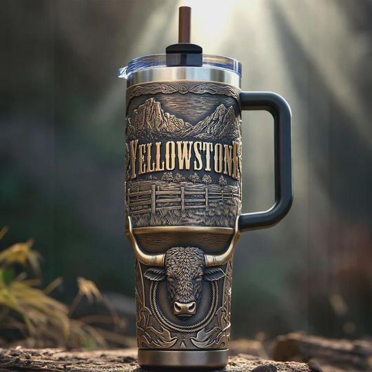 Discover YStone National Park 40oz Tumbler Bison Mountain Design Western Rustic Style Insulated Travel Mug Legacy Collection Gift for Outdoors