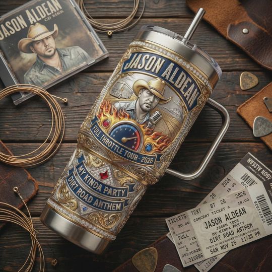 Discover Jason Aldean Country Music 40oz Tumbler Tour Engraved Insulated Travel Mug Fan Gift