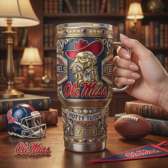 Ole Miss Rebels Custom Tumbler Hotty Toddy University Of Mississippi Fan Gift College Football Mug Insulated Stainless Steel Travel Cup