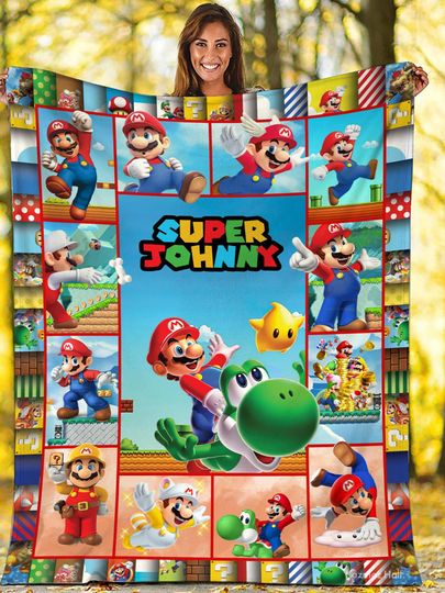 Discover Personalized Mario Fleece Blanket, Mario Bros Blanket, Mario Blanket, Throw Blanket, Home Decor, Kids Blanket, Super Mario Bros Blanket
