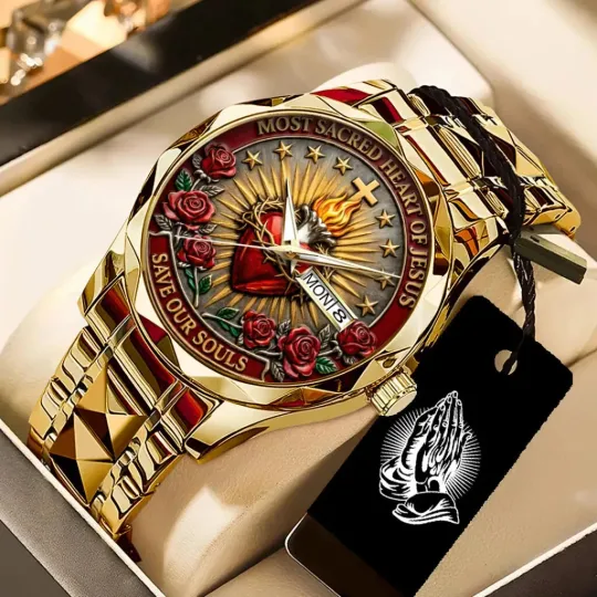 Discover Sacred Heart of Jesus Alloy Luxury Quartz Watch