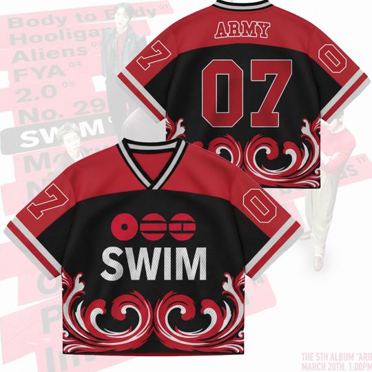 Discover Swim Jersey Shirt, Korean Pop Fan Outfit, Unisex Streetwear Jersey, Concert Outfit Shirt, Summer Fan Gift