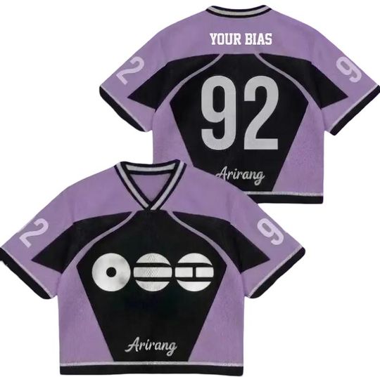 Discover Custom Kpop Croptop Jersey Vintage Style, Personalized Bangtan Fan Shirt, Arirang Concert Outfit,  Kpop Merch Gift