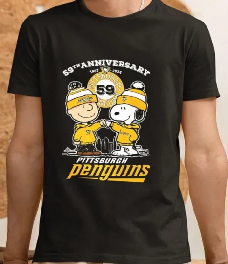 Discover Pittsburgh Penguins 59th Anniversary 1967-2026 cartoon black T-Shirt