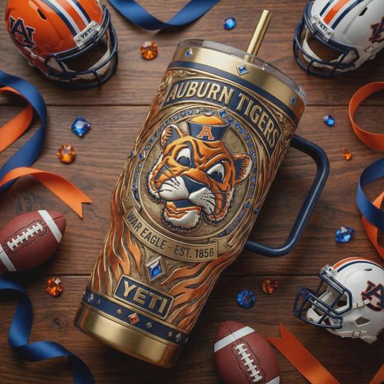 Discover 40oz Auburn Tigers Inspired College Sports Travel Mug With Handle