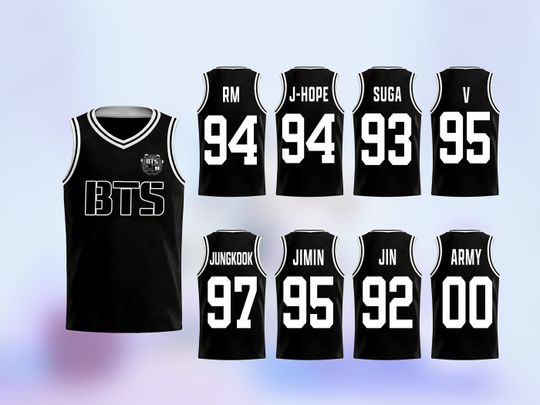 Discover Custom BTS Kpop Basketball Jersey,Unisex Fan Merch,SUGA jersey,Personalized Name Number BTS Fan Lovers Players of All Age,Kpop Concert Shirt
