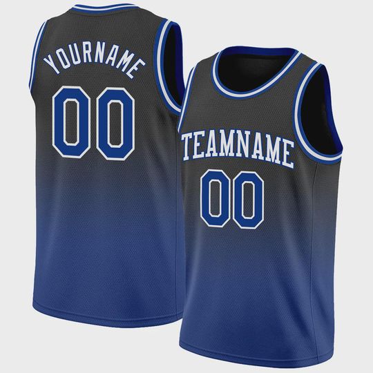 Discover Custom Black Royal-White Authentic Fade Fashion Basketball Jersey, Personalized Name & Number