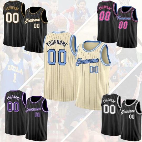 Discover Personalized Name & Number | Melo Style O Neck Jersey | Inspired Pinstripe Tank | Gift for Basketball Fans